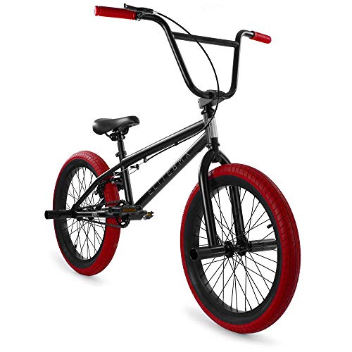 Elite BMX Bicycle 20” & 16' Freestyle Bike - Stealth and Peewee Model (Stealth Black Red, 20')