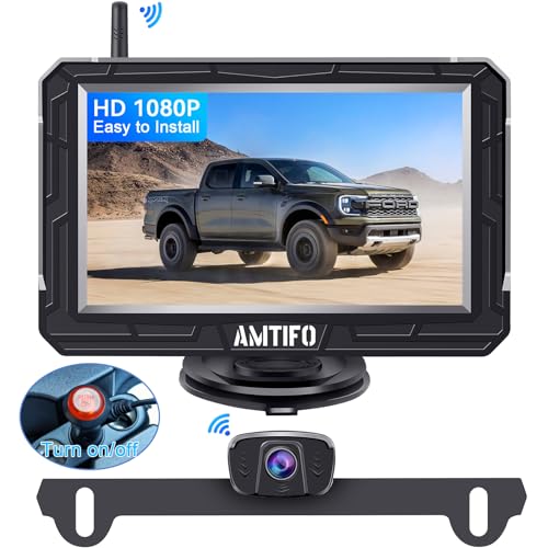Wireless Backup Camera Truck Hitch Trailer - Easy Install Digital Stable Signal HD 1080P Car Rear View Camera with 4.3 Inch Monitor System Super Night Vision - AMTIFO A18