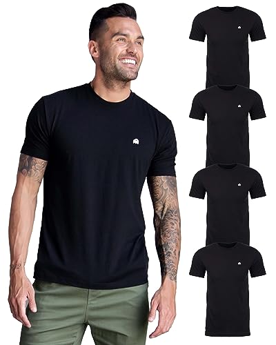 INTO THE AM Premium Men's Fitted T-Shirt 4-Pack - Modern Fitted Fresh Classic Crew Neck Essential Tee Shirts Men Multi Pack (Black, Large)