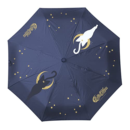 ABYstyle Sailor Moon Luna & Artemis Umbrella - Semi-Automatic Portable Folding Umbrella with Matching Carrying Pouch Durable Construction Perfect for Cosplay Anime Manga Accessories Gift