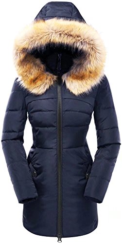 Beinia Valuker Women's Hooded Thickened Long Down Jacket Winter Down Parka Puffer Jacket Navy