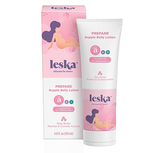 Leska Maternity Belly Cream | STAGE A: PREPARE Supple Belly Lotion (Pregnancy Months 1-5) | Part of a Complete 3 Stage Pregnancy Skin Care System | New Mom Gifts (4oz)
