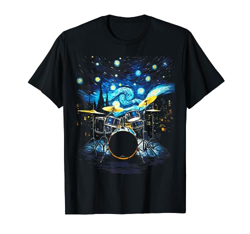 Drum Kit Percussionist Drummer Van Gogh Drums T-Shirt