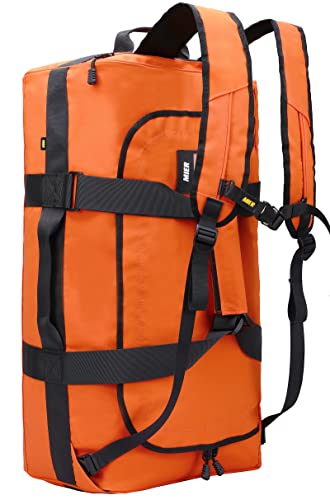 MIER 90L Water Resistant Backpack Duffle Heavy Duty Convertible Duffle Bag with Backpack Straps for Gym, Sports, Travel, Orange