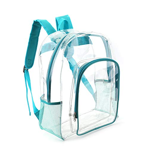 JOMPARO Heavy Duty Clear Backpacks for School Transparent See Through Backpack for Boys Girls (Turquoise)