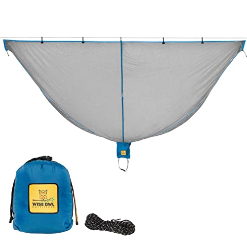 Wise Owl Outfitters Hammock Bug Net - The SnugNet Mosquito Net for Hammocks - Premium Quality, Waterproof, Mesh Hammock Netting w/Double-Sided Zipper - Essential Camping Gear, Blue