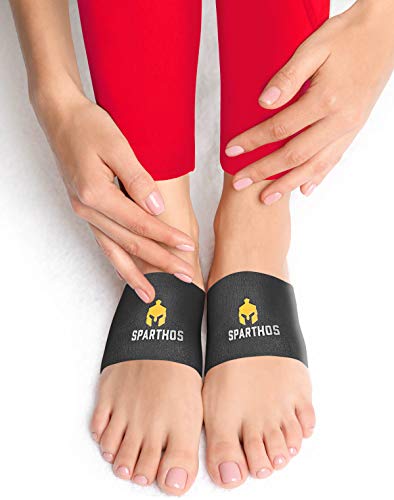 Sparthos Arch Support Sleeve - Plantar Fasciitis Compression Bands - Foot Arch Supports Sleeves, Womens Mens Shoes Socks Strutz - Planter Plantars Fascitis Faciatis - for Men and Women (Black-M)