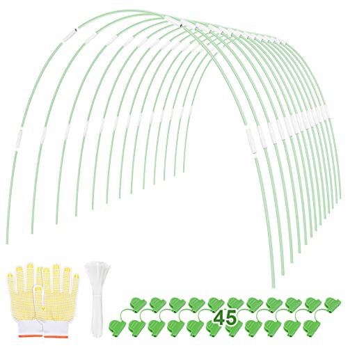 CKE 72 PCS Garden Greenhouse Hoops Grow for Raised Garden Beds 4FT Wide Grow Tunnel Up to 14 Set of 8FT Long, Garden Support Hoops Frame for Garden Fabric, DIY Plant Support Garden Stakes Tunnel Hoop