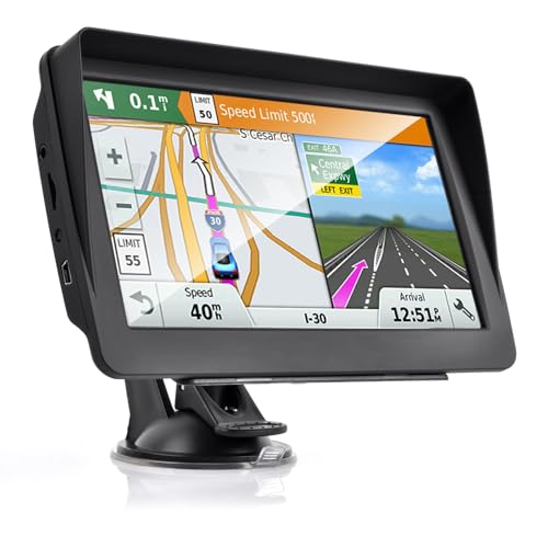 GPS Navigation for Car2024 Latest 7-inch HD Touch Screen 256M-16GB Voice Turn Alert Speed Limit Red Light Warning Car GPS Navigation, Pre-Installed North America Maps Free Lifetime Updates