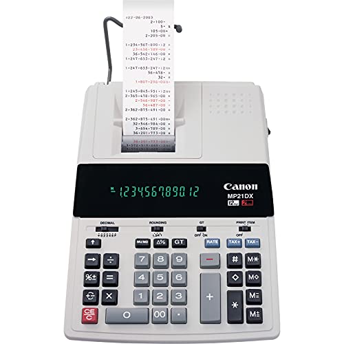 Canon CNMMP21DX Color Printing Calculator, AC Supply Powered, 3.7' x 9' x 12.2', White, 1 Each