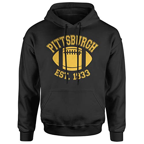 Wishful Inking Football Fans Est.1933 Vintage Classic Unisex NuBlend Hooded Sweatshirt (Black, M)