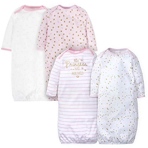 Gerber Unisex Baby Boy and Girls 4-Pack Sleeper Gown Castle 0-6 Months