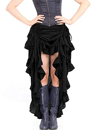 ThePirateDressing Steampunk Victorian Cosplay Costume Womens High-Low Show Girl Skirt C1367 (Black) (Medium)