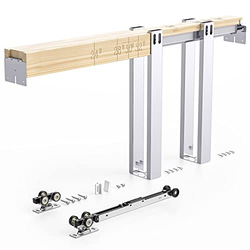 EaseLife 36x80in Pocket Door Frame Kit with Two-Way Soft Close Mechanism for 2X4 Studs Wall,Sliding Hardware for 24'-36' Wide Door,Aluminum,Slide Smoothly Quietly,Easy Install,No Door (36in x 80in)