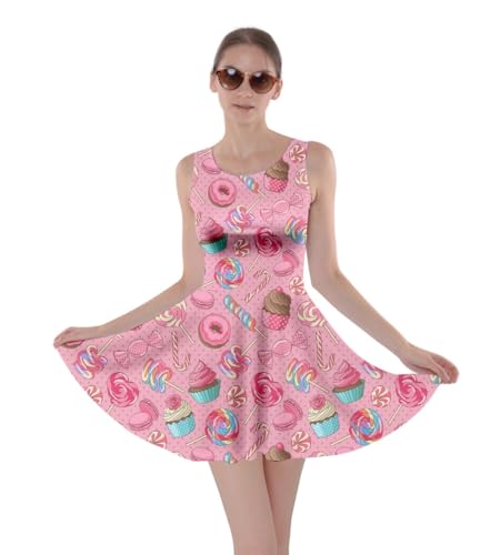 Womens Casual Swing Dress Yummy Colorful Sweet Lollipop Candy Skater Dress,3XL