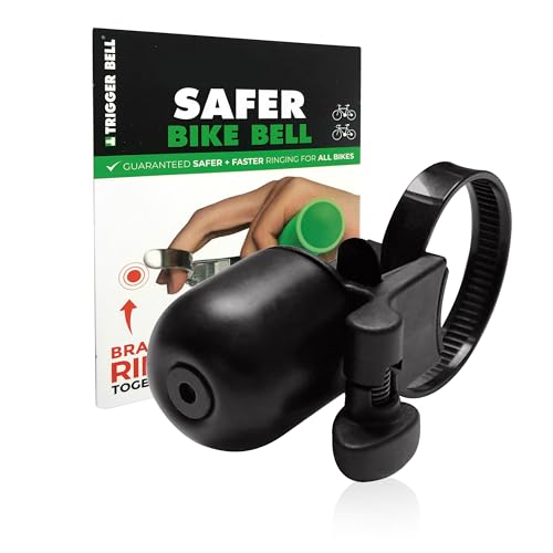 Trigger Bell v6 - Ultimate Safer Bike Bell - Ring While Braking and Turning While in Full Control. Powerful Brass Bell fits All Bikes. Made in The UK