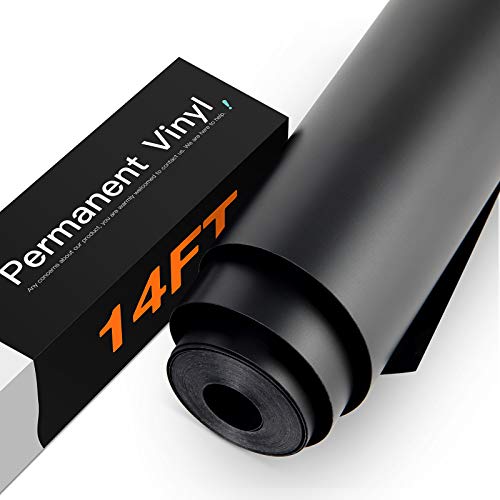 HTVRONT Black Permanent Vinyl, Black Vinyl for Cricut - 12' x 14 FT Black Adhesive Vinyl Roll for Cricut, Silhouette, Cameo Cutters, Signs, Scrapbooking, Craft, Die Cutters (Matte Black)