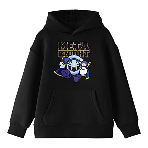 Bioworld Kirby Meta Knight Long Sleeve Boys' Black Hooded Sweatshirt-Medium