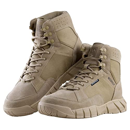 FREE SOLDIER Waterproof Hiking Work Boots Men's Tactical Boots 6 Inches Lightweight Military Boots Breathable Desert Boots(Sand 10 US)