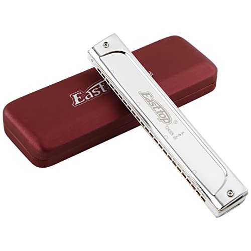 East top Tremolo Harmonica Key of C, 24 Holes Professional Tremolo Mouth Organ T2406S Harmonica For Adults, Professionals and Students