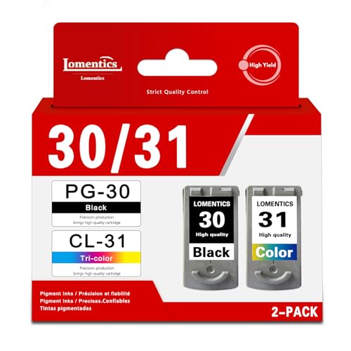 PG-30 Black and CL-31 Color Ink Cartridges (2-Pack, Black, Tri-Color) - Lometic PG30 CL31 Ink Replacement for Canon iP2600 iP1800 MX310 MX300 MP210 MP470 MP140 MP190 Printer