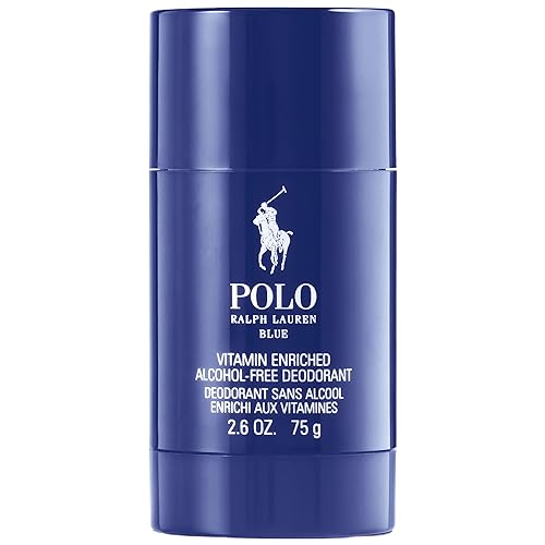 Ralph Lauren Fragrances Polo Blue - Men's Deodorant - Aquatic & Fresh - With Citrus, Sage, and Suede - Alcohol-Free, Long Lasting - 2.6 Oz