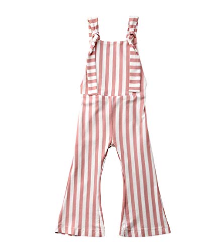 Toddler Baby Girl Stripes Bell-Bottom Jumpsuit Romper Overalls Long Pants Outfits (4-5 Years, Brown Pink)