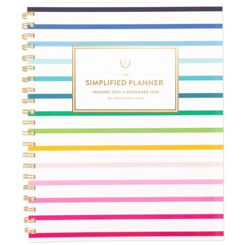 AT-A-GLANCE 2025 Planner, Simplified by Emily Ley, Weekly & Monthly, 8-1/2' x 11', Large, Happy Stripe (EL16-905-25)