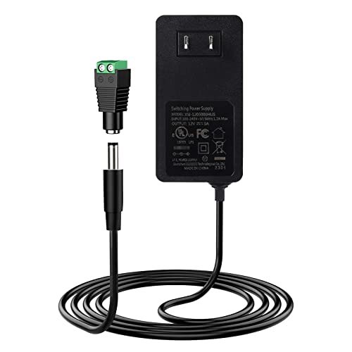 AOYADAISU 12V 5A DC Power Supply Adapter,UL Listed 12V 60W Power Supply with 5.5x2.1mm Plug&LED Plug,100V-240V 50-60Hz AC/DC Power Adapter 12 Volt 5Amp Power Supply for LED Strip Lights CCTV Camera