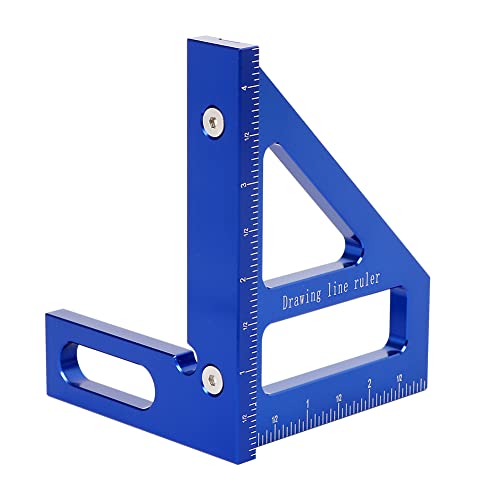 KETIPED Imperial 3D Multi-Angle Measuring Ruler,45/90 Degree Aluminum Alloy Woodworking Square Protractor, Miter Triangle Ruler High Precision Layout Measuring Tool for Engineer Carpenter,003B