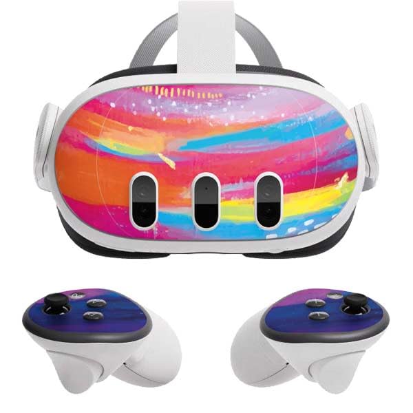 Skinit Decal Gaming Skin Compatible with Meta Quest 3 - Officially Licensed Rainbow Wave Brush Stroke by Etta Vee Design