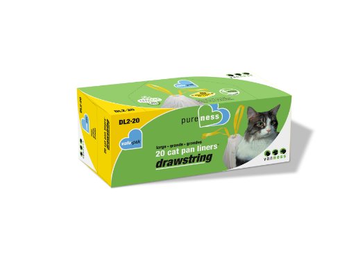 Van Ness Pets Drawstring Cat Litter Box Liners, Unscented, Large Size, 36” x 18”, 20 Count