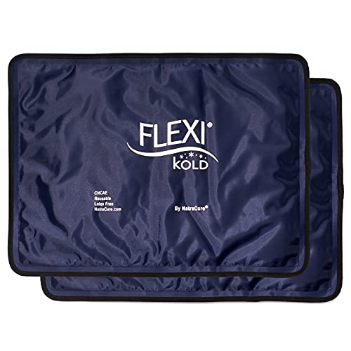 FlexiKold Large Gel Soft Flexible Medical Ice Packs for Injuries - Reusable Ice Pad Cold Pack for Back Pain, Migraine Relief Pad, Postpartum, Headache, Shoulder – Standard – 10.5” x 14.5” – 2PK