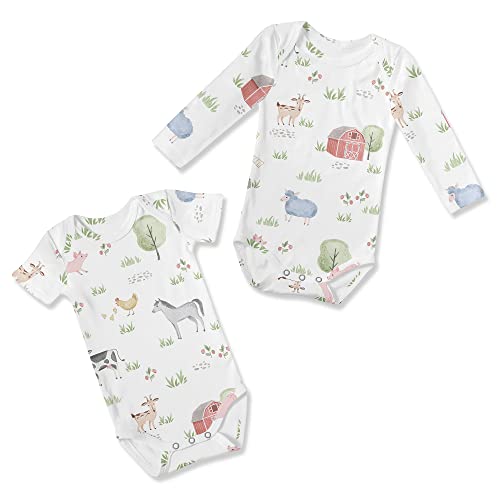 Sweet Jojo Designs Farm Animals Boy Girl Gender Neutral 0-6M Baby Clothes Bodysuit Short Long Sleeve Newborn Infant Bodysuits