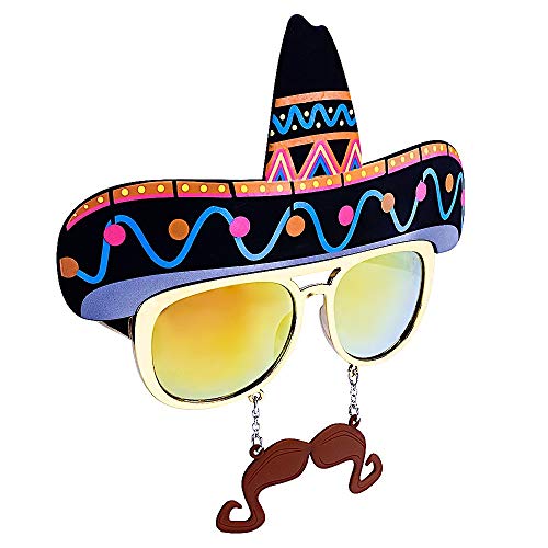 Sun-Staches Sombrero Sunglasses | Cinco de Mayo Party Accessory | One Size Fits Most