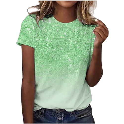 Ladies Fashion Leisure Retro 3 D Dandelion Printing Short Sleeve T Shirt in Spring and Summer Womens (a-Mint Green, XL)