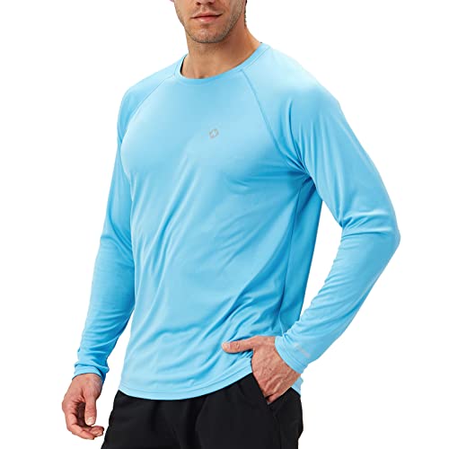 NAVISKIN Men's Sun Protection UPF 50+ UV Outdoor Long Sleeve Shirts Blue Size L