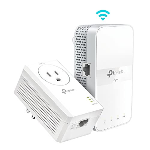 TP-Link Powerline Wi-Fi Extender (TL-WPA7617KIT) - AV1000 Powerline Ethernet Adapter with AC1200 Dual Band Wi-Fi, Gigabit Port, Passthrough, OneMesh, Ethernet Over Power, Plug & Play,White