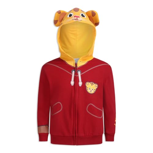 Fred Rogers Daniel Tiger Boys Hoodie with Ears for Toddlers – Red/Yellow