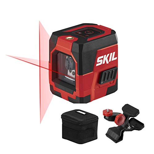 SKIL 50ft. Red Self-Leveling Cross Line Laser Level with Horizontal and Vertical Lines, Rechargeable Lithium Battery with USB Charging Port, Clamp & Carry Bag Included - LL932301