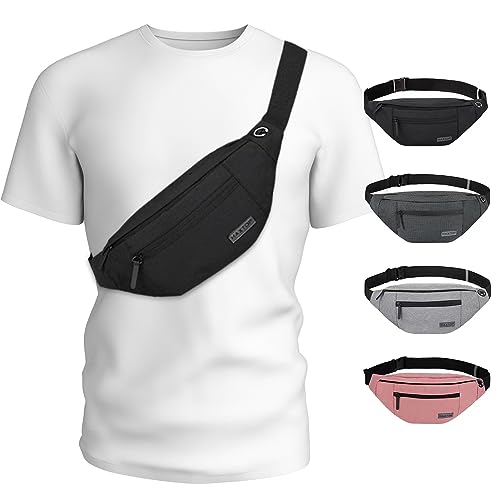 MAXTOP Large Crossbody Fanny Pack Belt Bag for Women Men with 4-Zipper Pockets Gifts for Enjoy Sports Yoga Festival Workout Traveling Running Hands-Free Wallets Waist Pack Phone Bag Fits All Phones