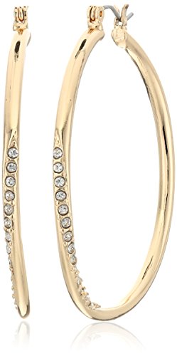 GUESS Goldtone Pave Crystal Glass Stone Twisted Hoop Earrings