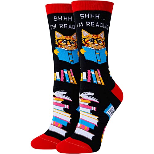 sockfun Funny Socks Crazy Socks Cool Socks Silly Book Socks for Women Teen Girls, Book Lovers Gifts for Students Book Gifts Reading Gifts