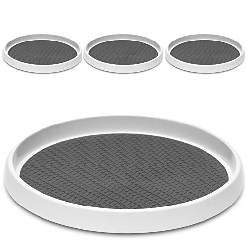 12-Inch Non-Skid Turntable Lazy Susan Organizer [4 Pack] - Spinning Rack for Cabinet Table Top, Pantry Organization Storage, Kitchen, Fridge, Vanity, Countertop, Under Sink Organizing, Spice Spinner