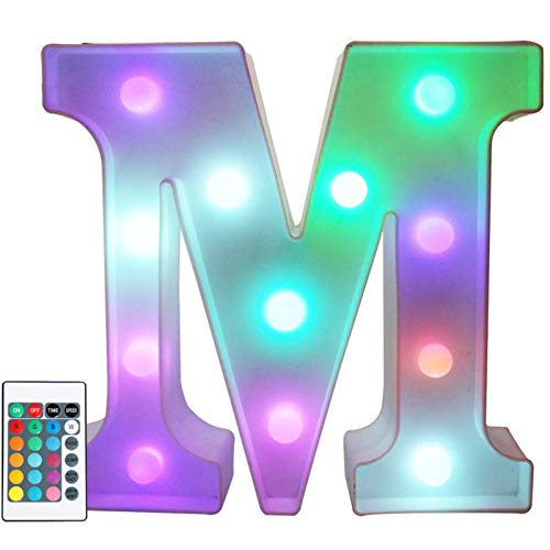 Pooqla Colorful LED Marquee Letter Lights with Remote – Party Bar Letters with Lights Decorations for The Home - Multicolor M