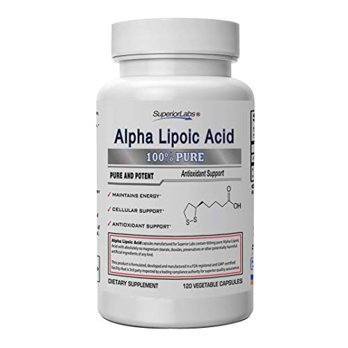 Superior Labs Alpha Lipoic Acid - Pure Non-GMO ALA 600mg (4 Month Supply) 120 Servings - Zero Synthetic Additives - Supports Healthy Aging, Nerve Health, Tingling Feet, Hands & Overall Wellbeing