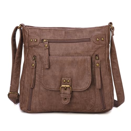 KL928 Crossbody Bags for Women, Multi Pocket Shoulder Bags, Medium PU Leather Cross Body Purses