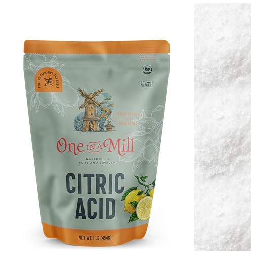 One In A Mill Citric Acid 1LB | Food Grade OU Kosher Flavor Enhancer for Cooking, Baking & Canning Preservative | Use for DIY Skincare, Bath Bombs, Water Softener & Cleaning Hard Water Stains