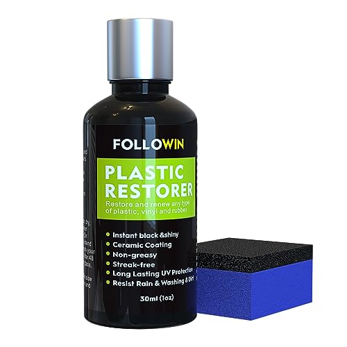 FOLLOWIN Plastic Restorer for Cars Ceramic Plastic Coating Trim Restore, Resists Water, UV Rays, Dirt, Ceramic Coating, Not Dressing, Hydrophobic Trim Coating, Highly Concentrated, 30ml