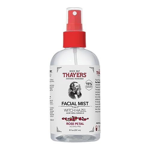 THAYERS Alcohol-Free Witch Hazel Facial Mist Toner with Aloe Vera, Rose Petal, 8 Ounce